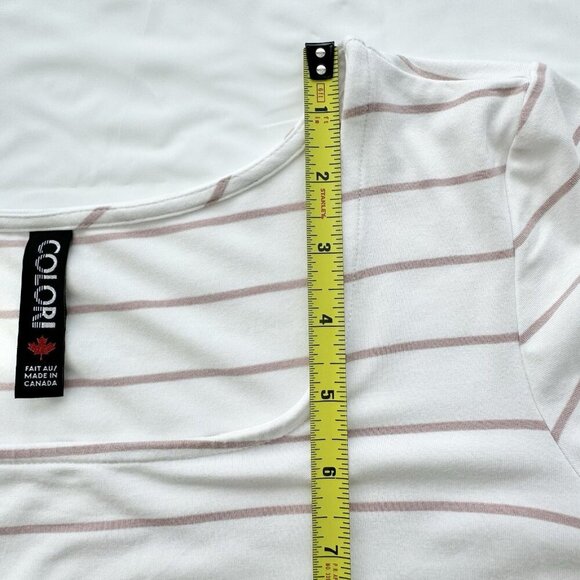 Colori White And Pink Stripped 3/4 Sleeves Top Size Small - Picture 11 of 12